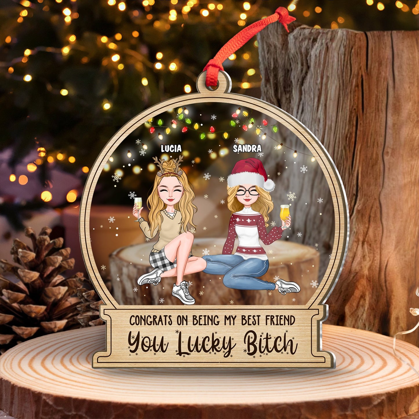 Besties - Congrats On Being My Bestie Best Friend - Personalized 2-Layered Mix Ornament