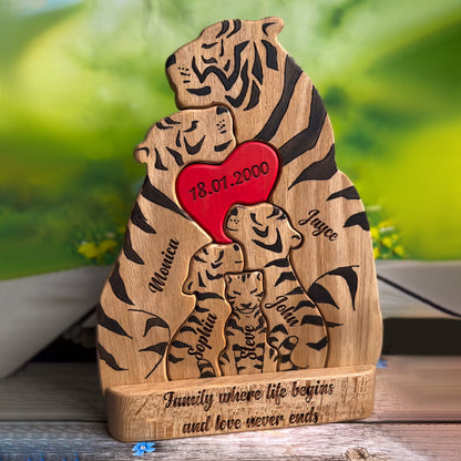 Family - Tiger Family - Personalized Wooden Puzzle