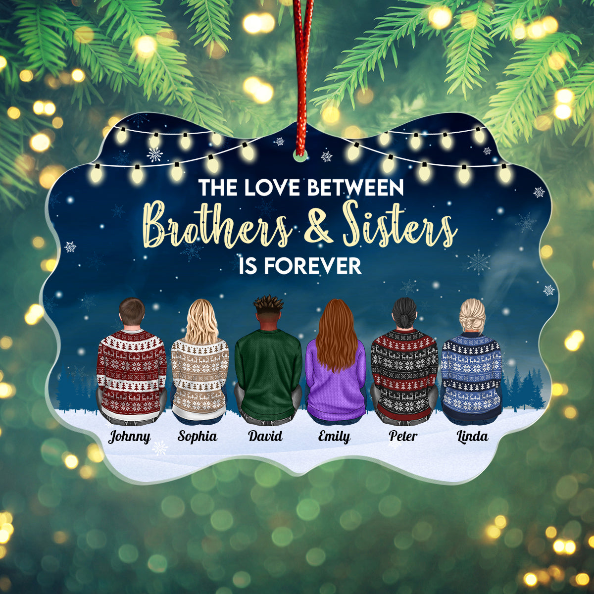 Family Never Apart In Heart - Personalized Acrylic Ornament (Ver 2)