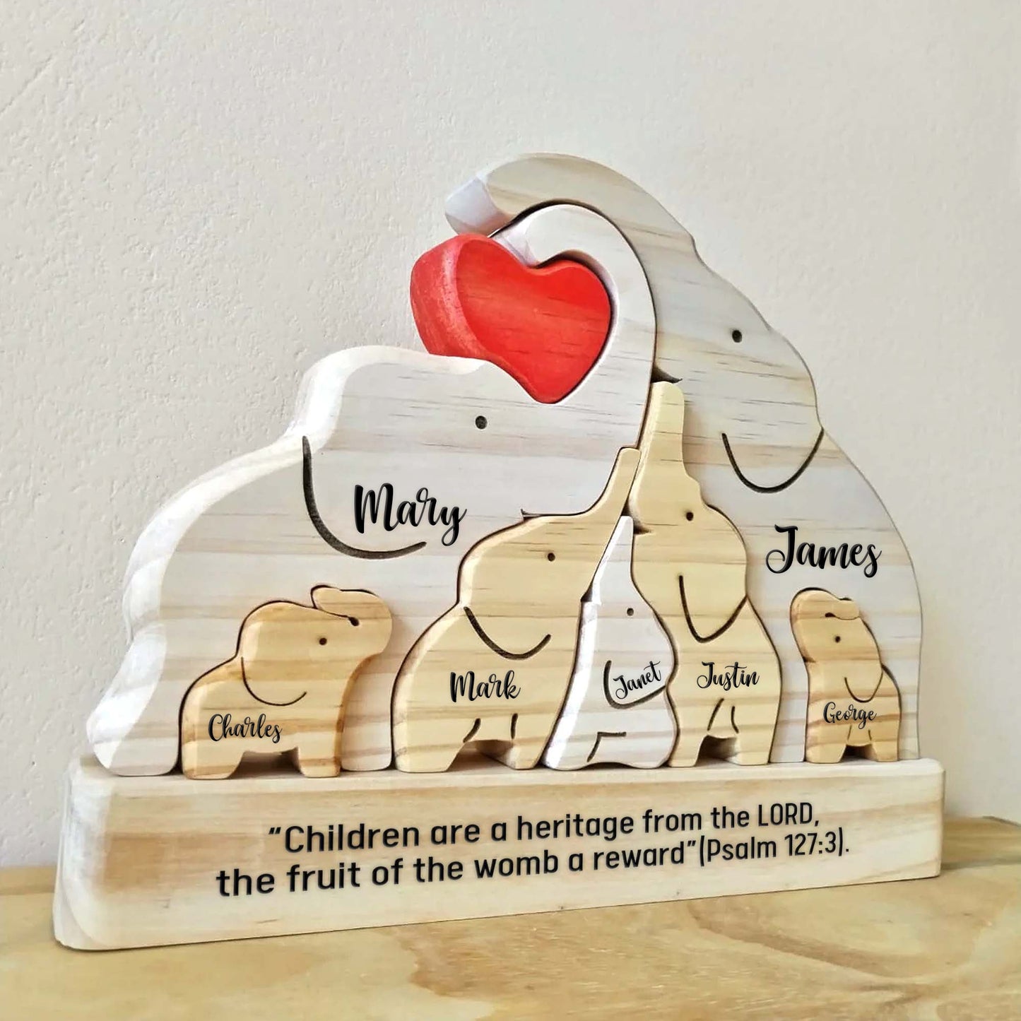 Family - Elephant Family - Personalized Wooden Puzzle