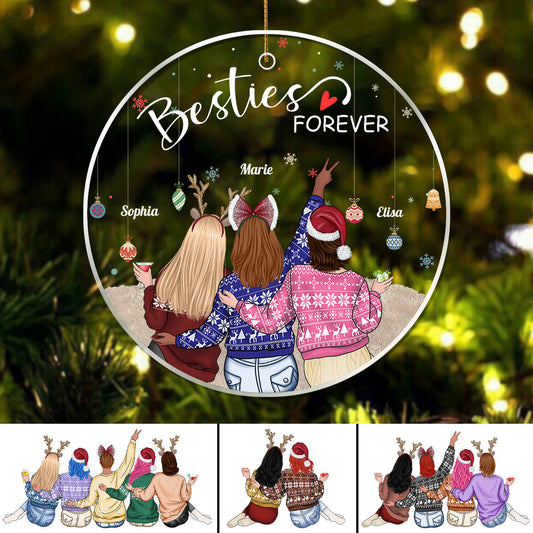 Besties - Besties Forever - Personalized Circle Ornament (Ver 2)