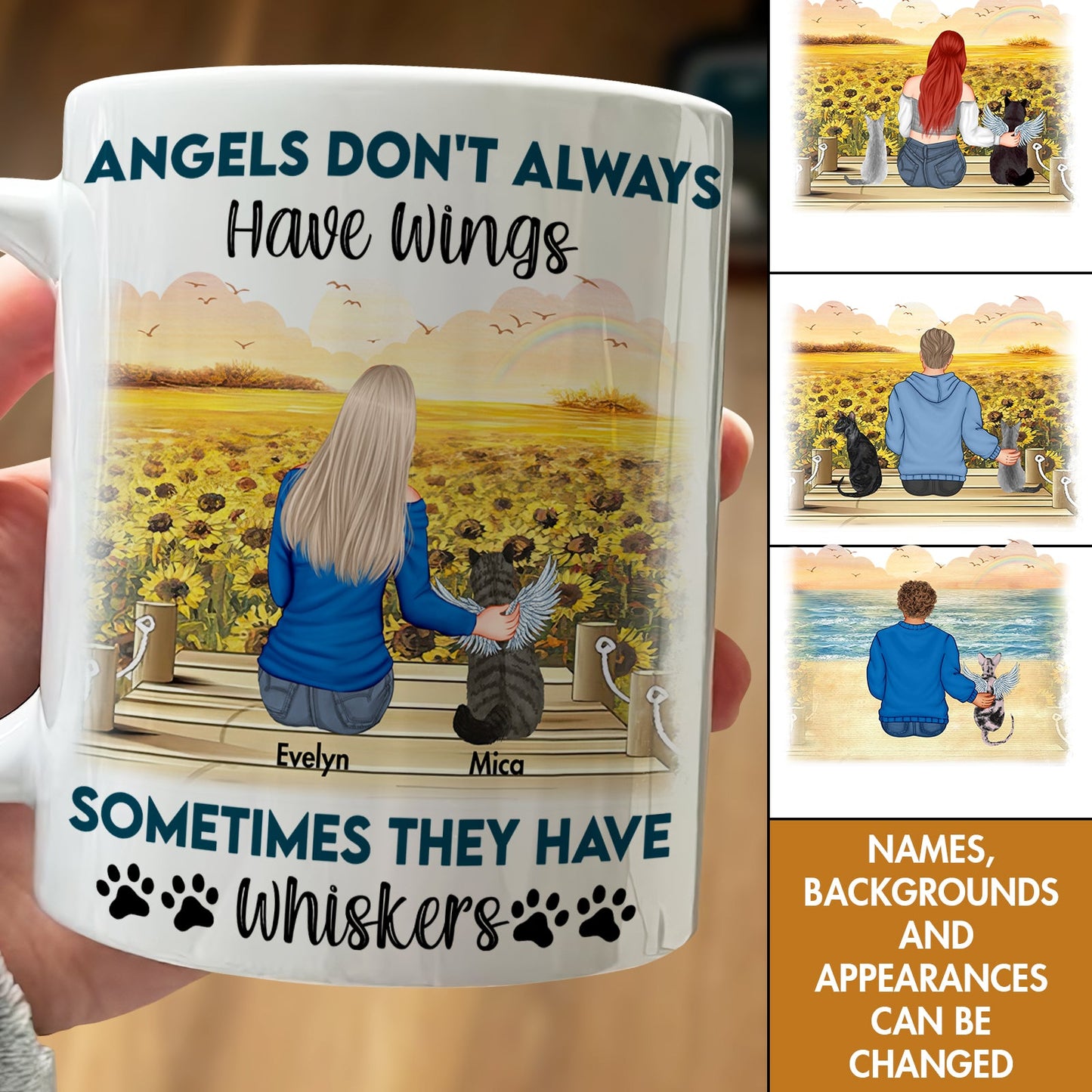 Cat Lovers - Angels Don't Always Have Wings - Personalized Mug