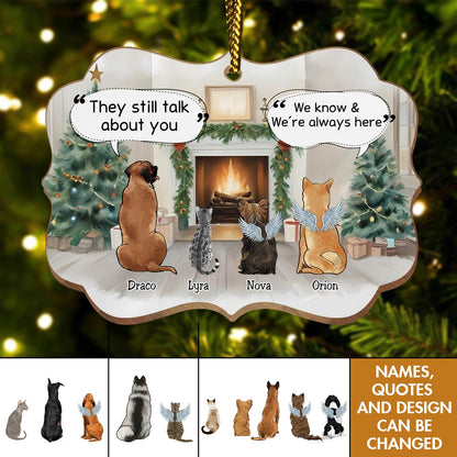 Pet Lovers - They Still Talk About You Memorial - Personalized Medallion Wooden Ornament