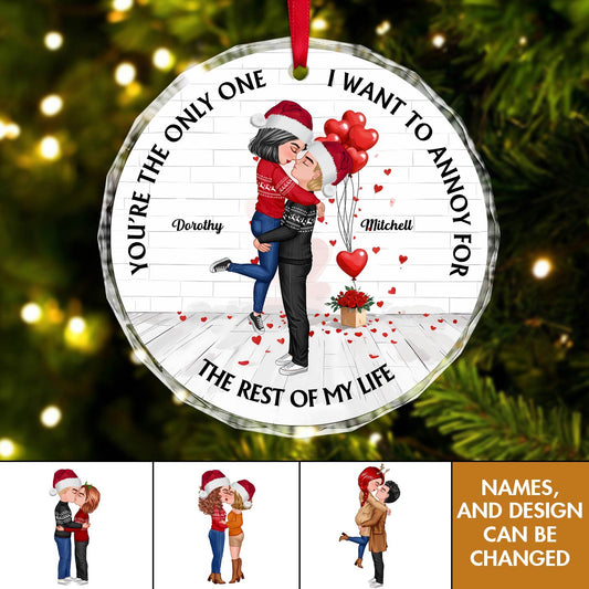 Couple - Annoying For The Rest Of My Life - Personalized Circle Glass Ornament