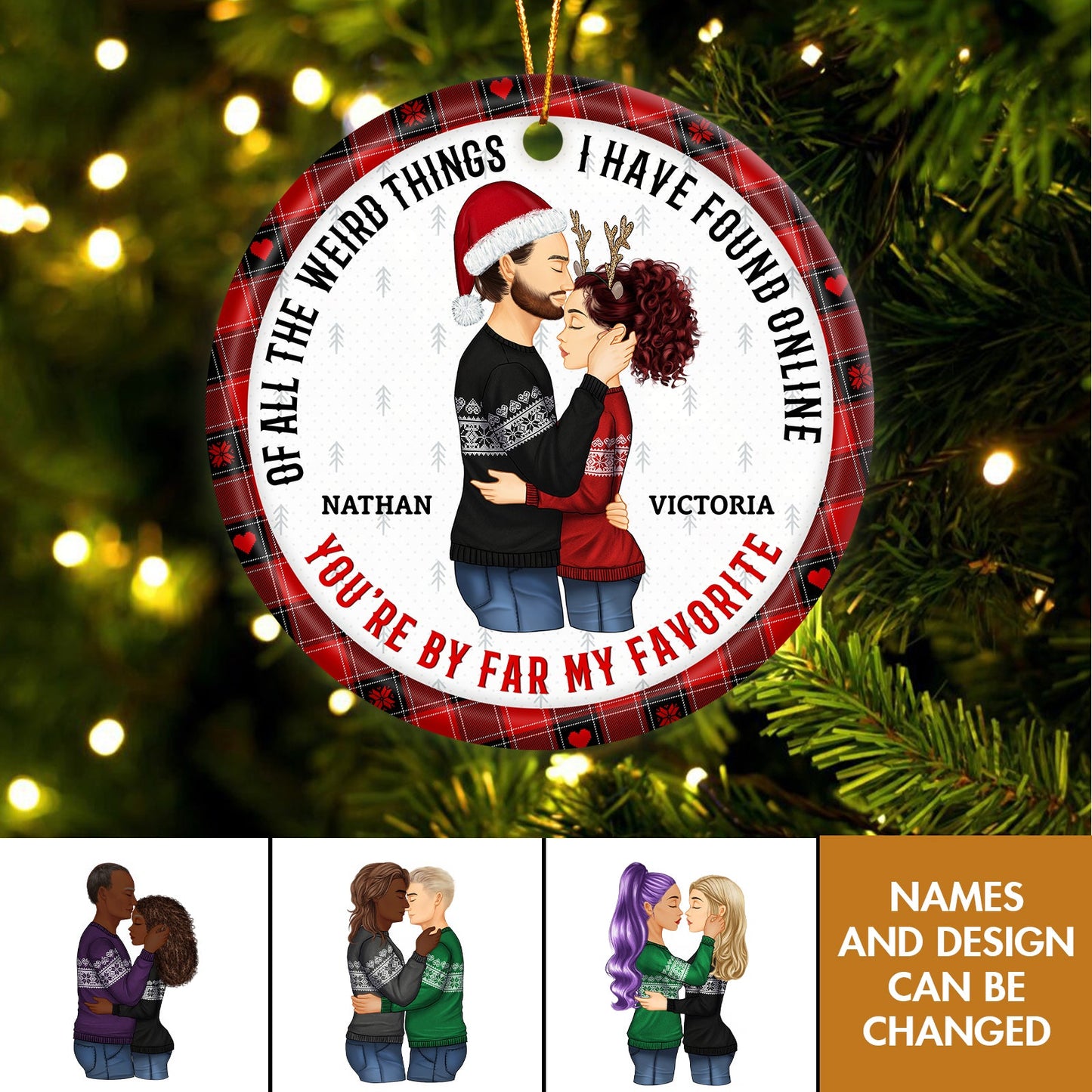 Couple - You Are My Favorite By Far - Personalized Circle Ceramic Ornament