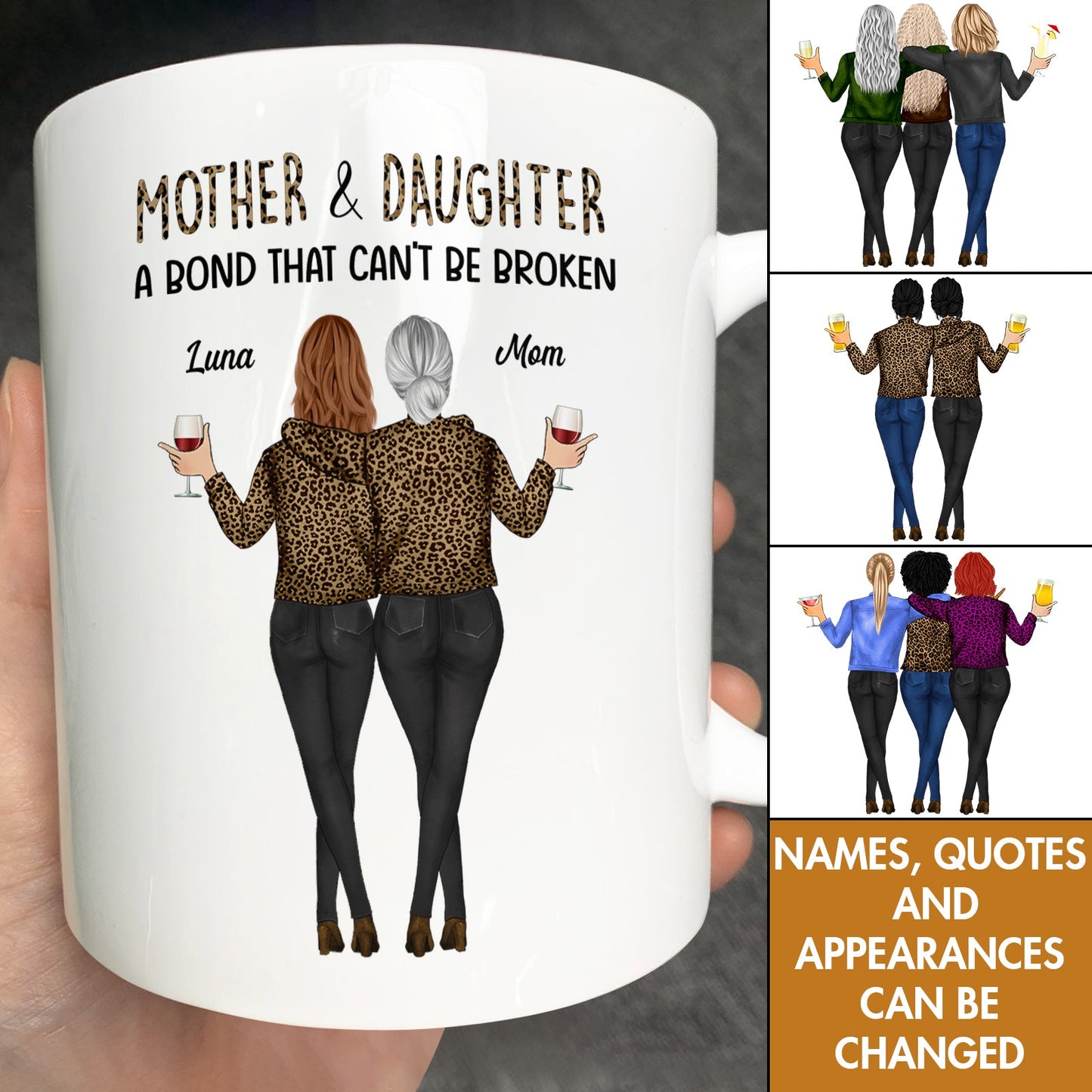 Mother - Mother & Daughters A Bond That Can't Be Broken - Personalized Mug