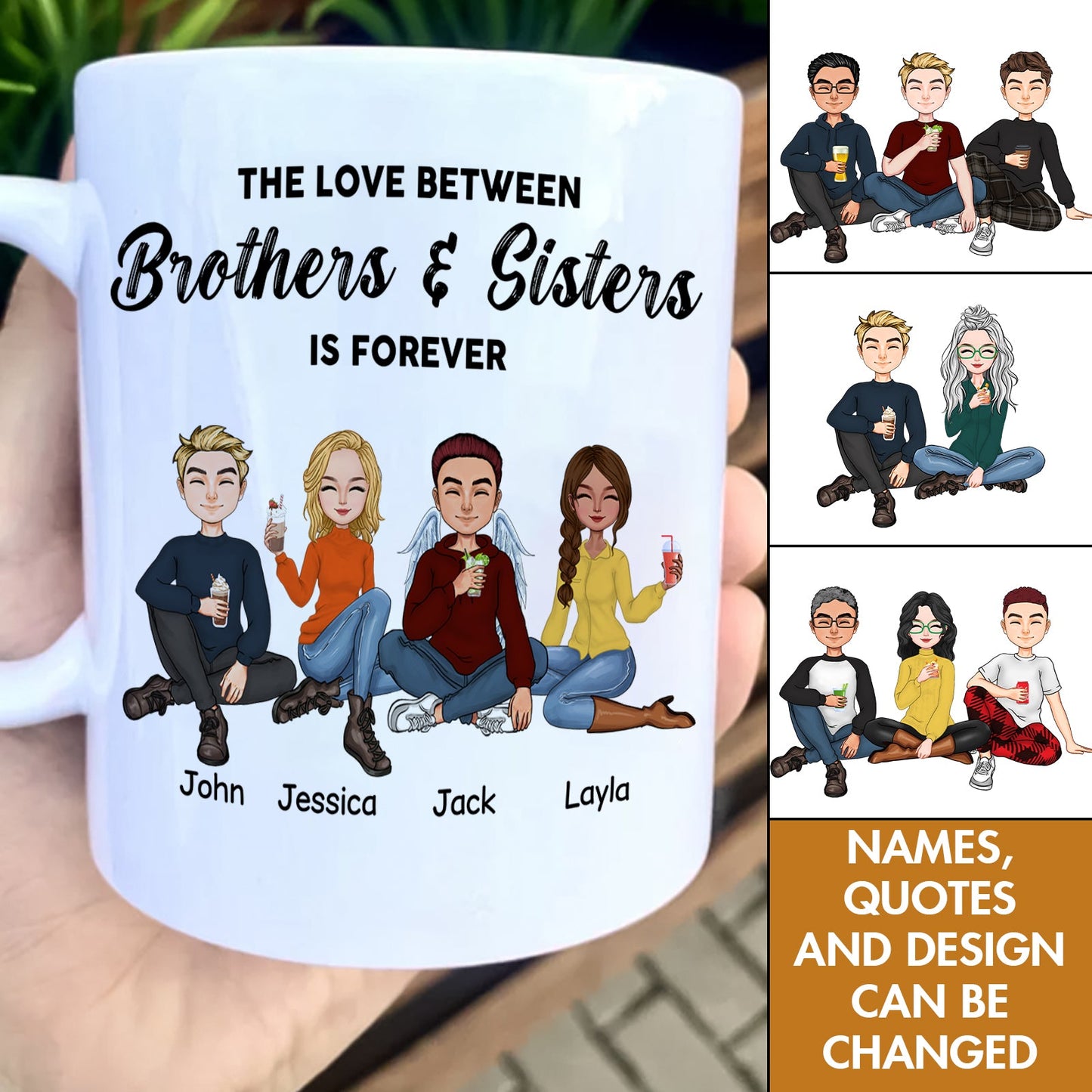 Family- The Love Between Brothers & Sisters Is Forever- Personalized Mug (Ver 2)