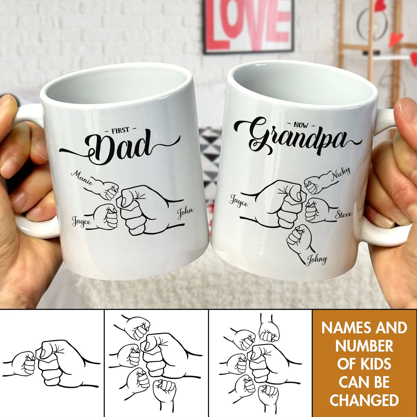 Family - First Dad Now Grandpa - Personalized Mug