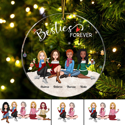 Besties - Besties Forever - Personalized Circle Ornament