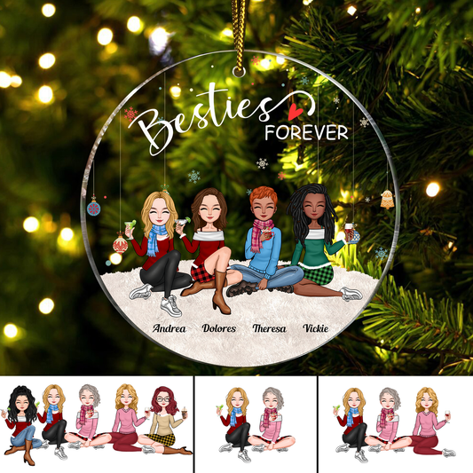 Besties - Besties Forever - Personalized Circle Ornament