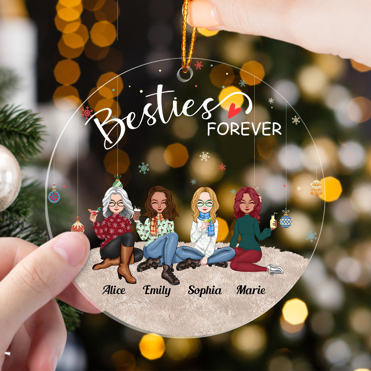 Besties - Besties Forever - Personalized Circle Ornament