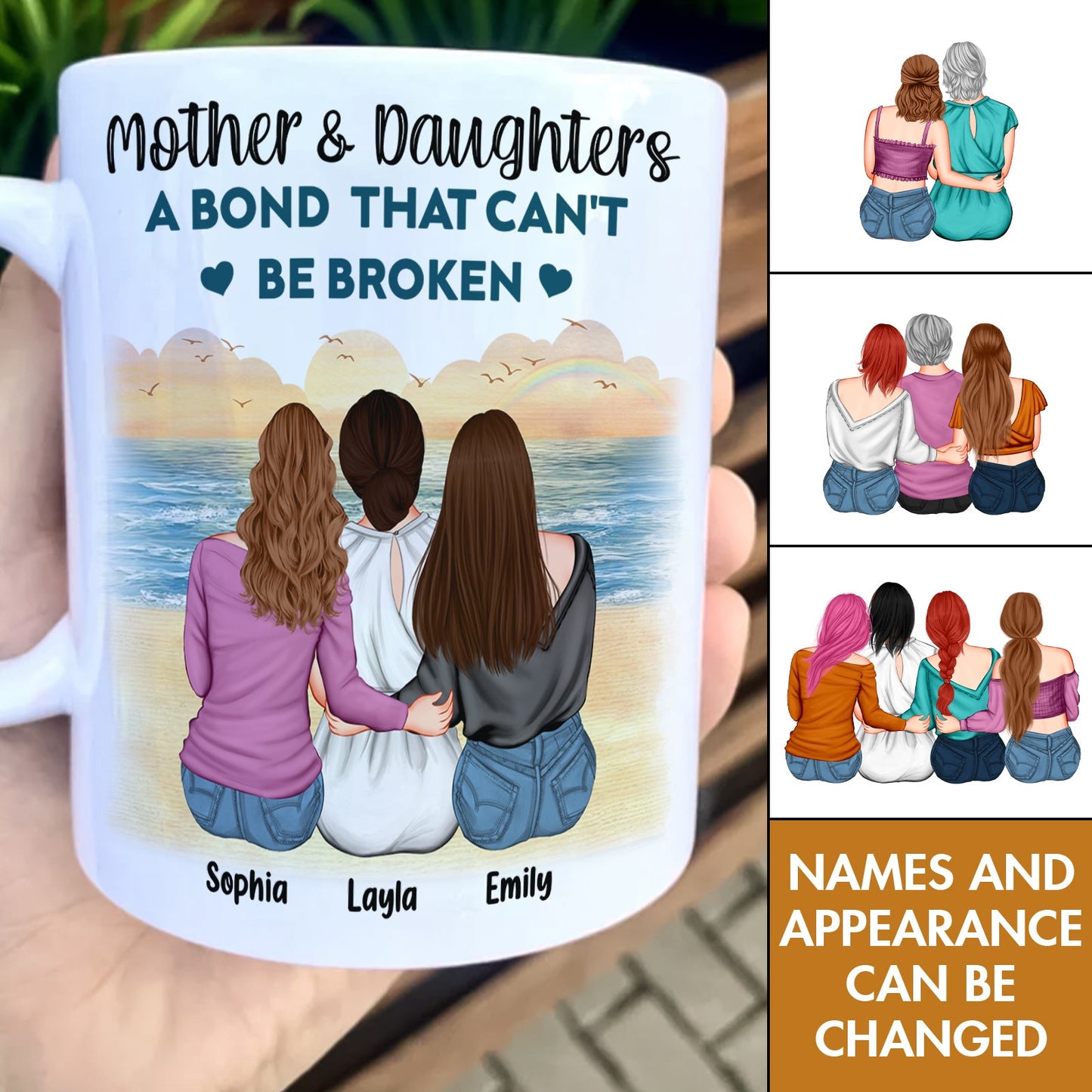 Mother - Mother & Daughters A Bond That Can't Be Broken - Personalized Mug