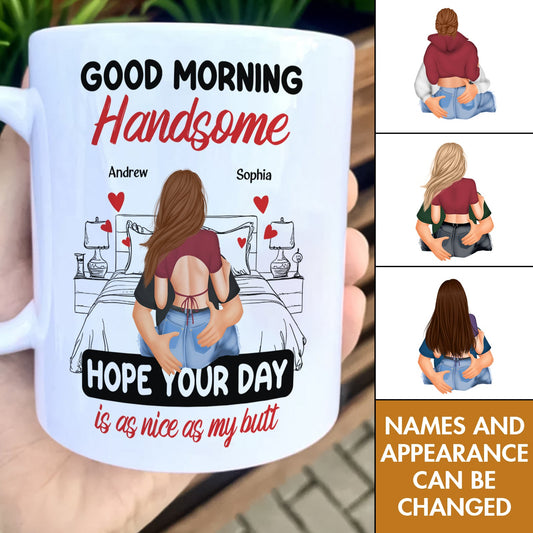 Couple - Good Morning Handsome - Personalized Mug