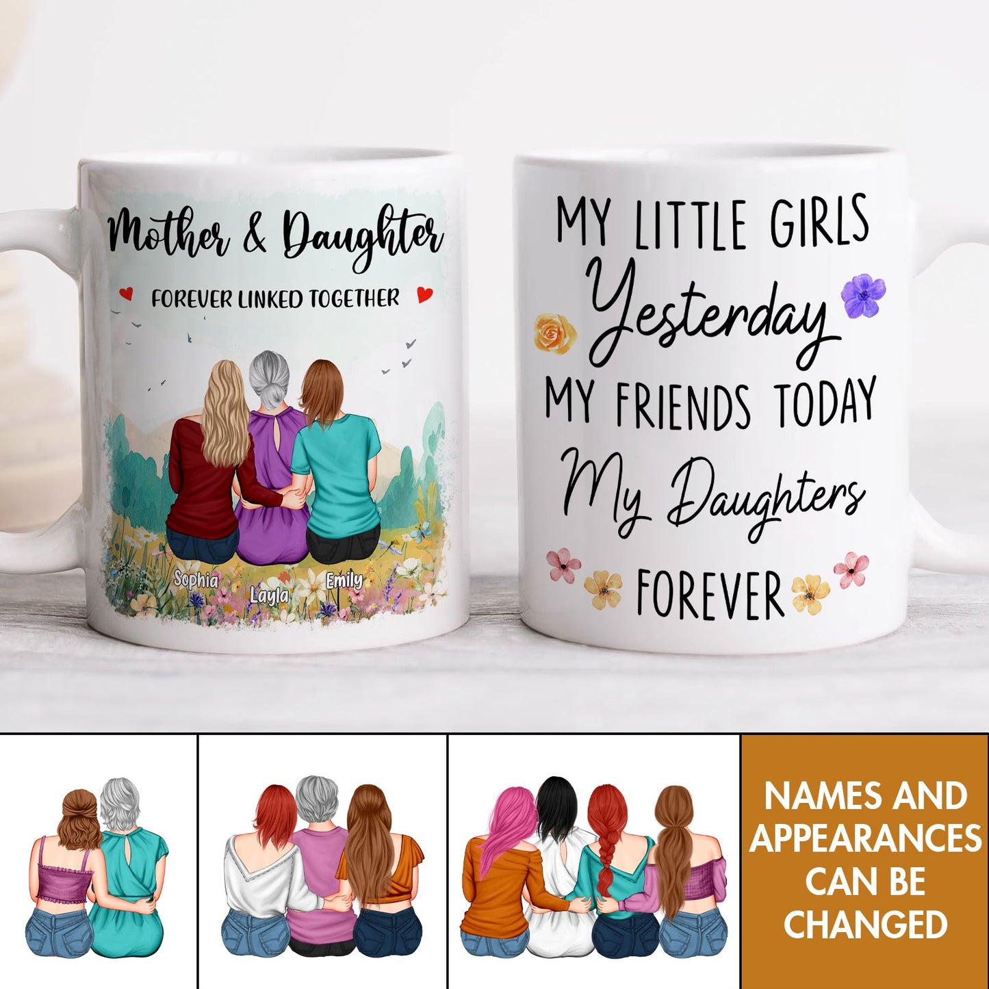 Mother And Daughter Forever Linked Together - Personalized Mug