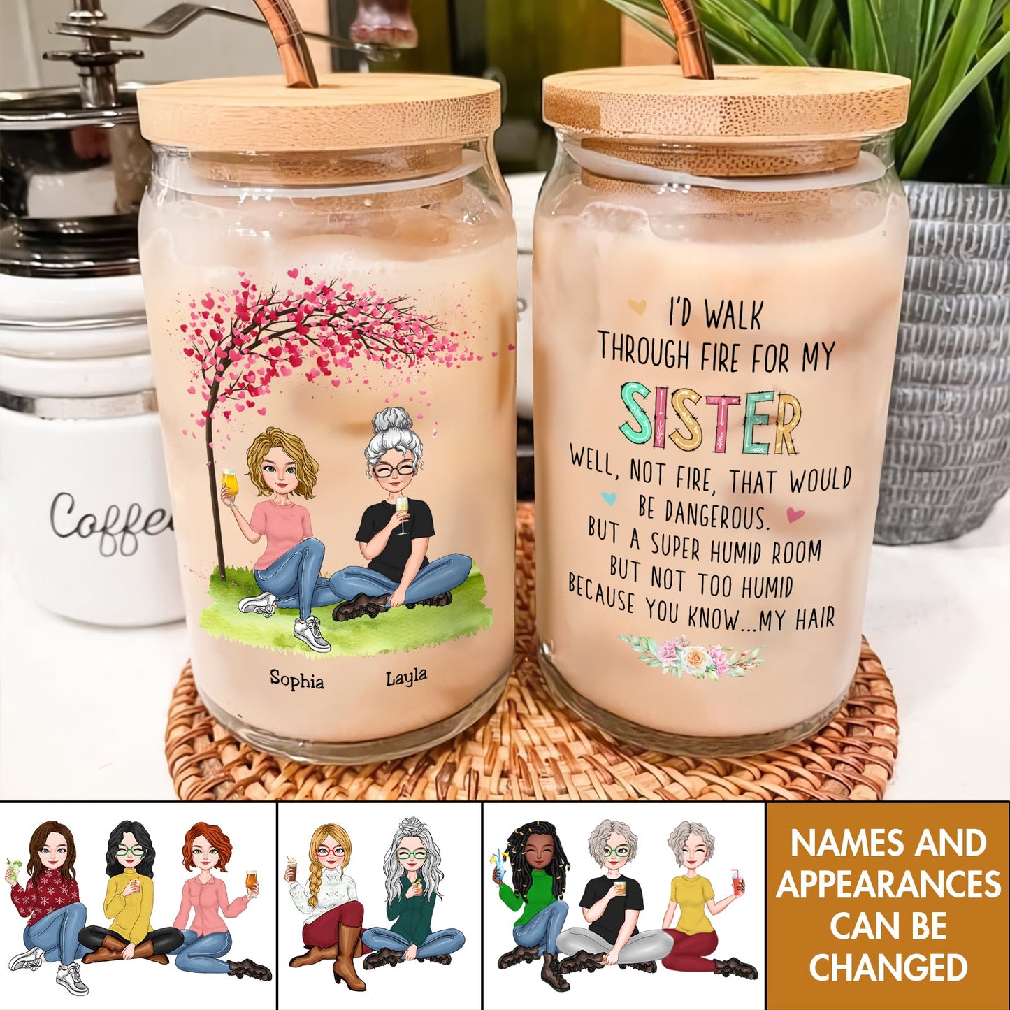 Family - I'd Walk Through Fire For You Daughter - Personalized Clear Glass Can