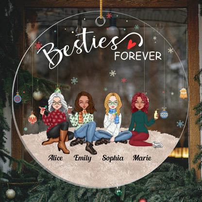 Besties - Besties Forever - Personalized Circle Ornament