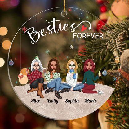 Besties - Besties Forever - Personalized Circle Ornament