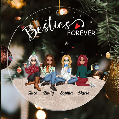 Besties - Besties Forever - Personalized Circle Ornament