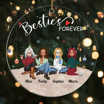 Besties - Besties Forever - Personalized Circle Ornament