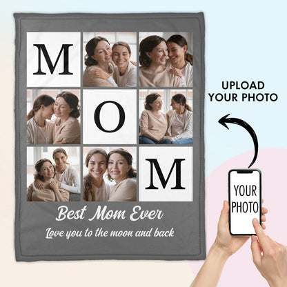 Mother - Best Mom Ever Love You To The Moon And Back - Photo Personalized Blankets