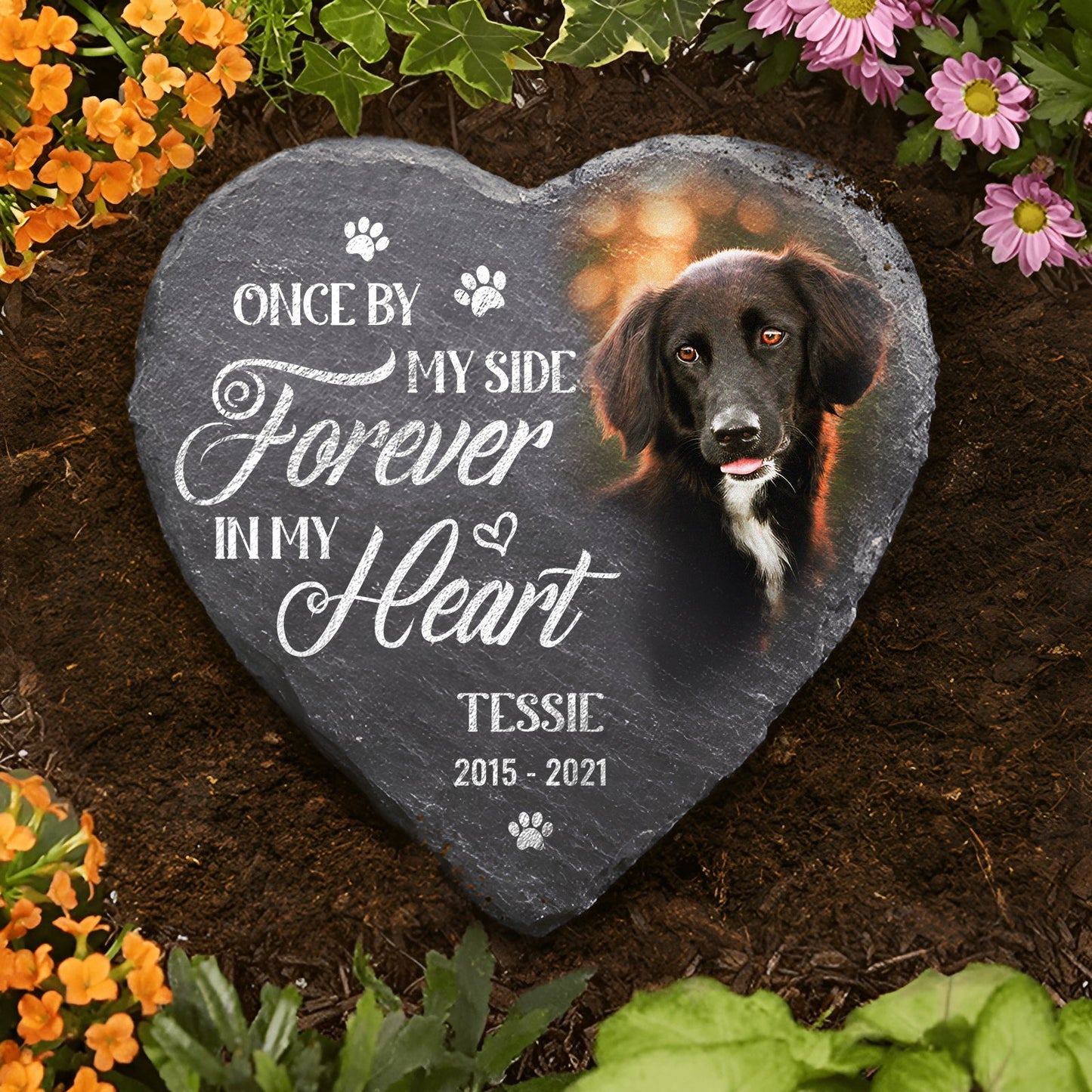 Pet Lovers - Once by my side, forever in my heart - Personalized Memorial Stones