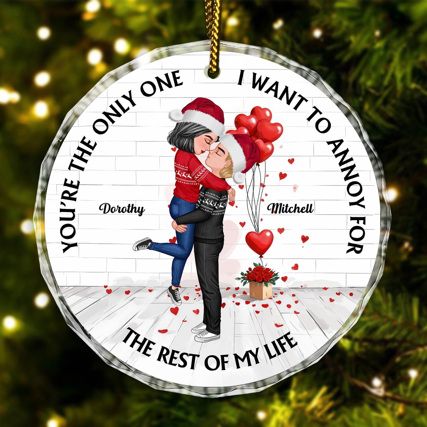 Couple - Annoying For The Rest Of My Life - Personalized Circle Glass Ornament