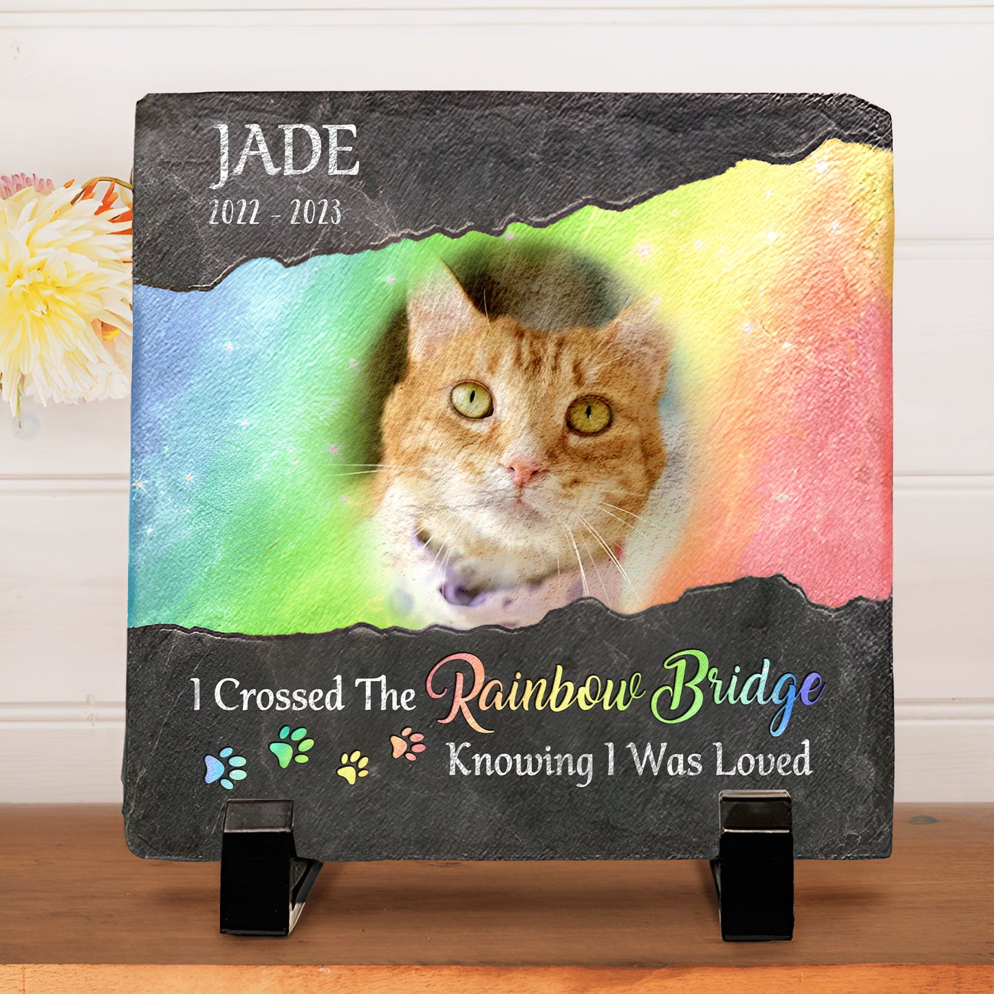 Pet Lovers - I Crossed The Rainbow Bridge Knowing I Was Loved - Personalized Memorial Stones