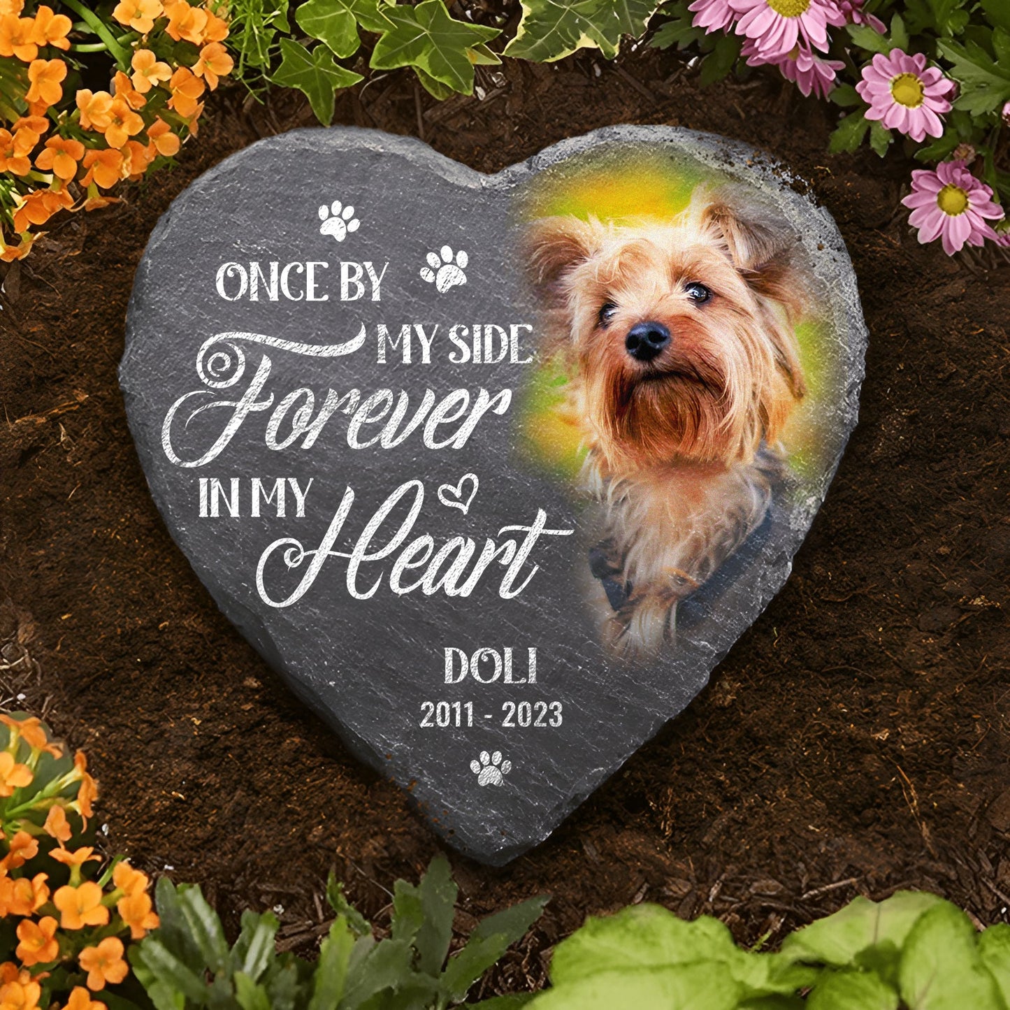 Pet Lovers - Once by my side, forever in my heart - Personalized Memorial Stones