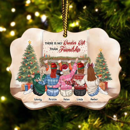 Besties -  Not Sisters By Blood But Sisters By Heart - Personalized Wooden Ornament