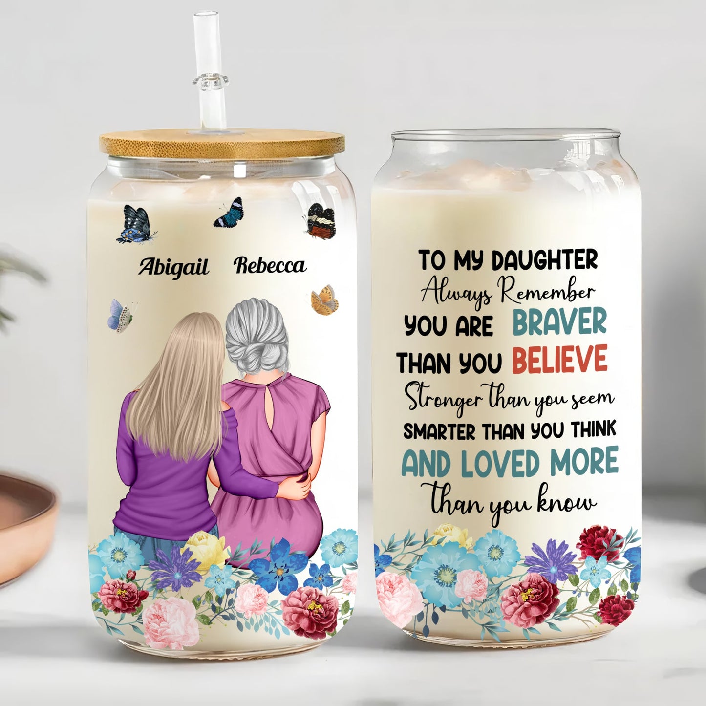 Family - Always Remember You Are Braver - Personalized Clear Glass Can