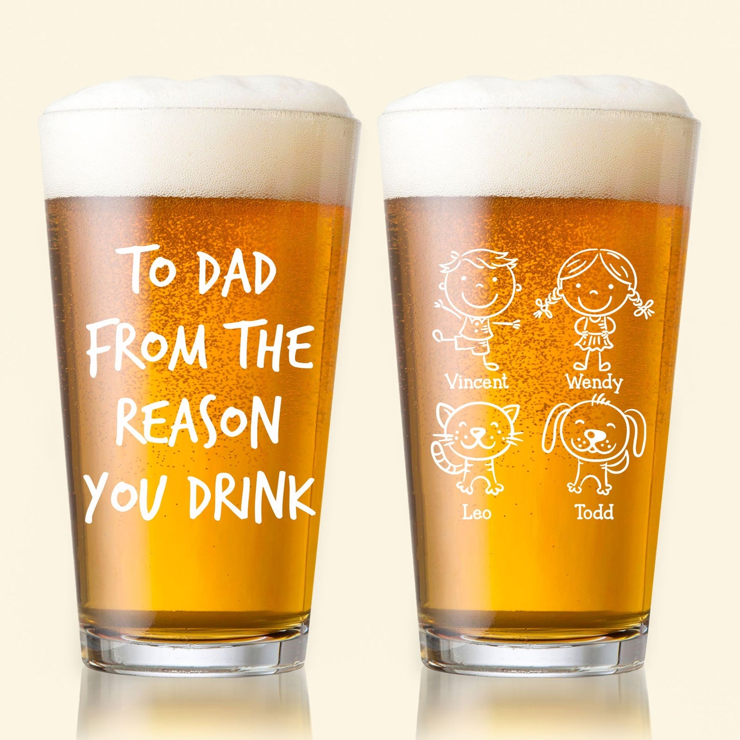 Father - From The Reasons You Drink - Personalized Beer Glass