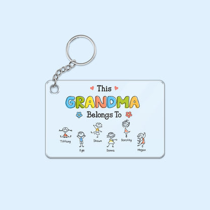 Family - This Grandma Belongs To Drawing - Personalized Acrylic Keychain