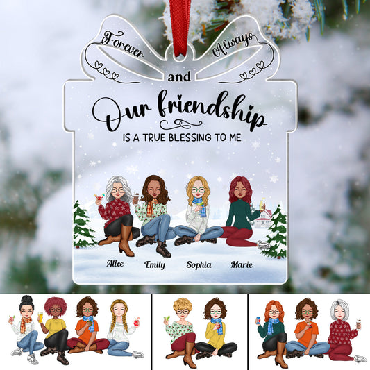 Our Friendship Is A True Blessing To Me - Personalized Acrylic Ornament (Ver 3)