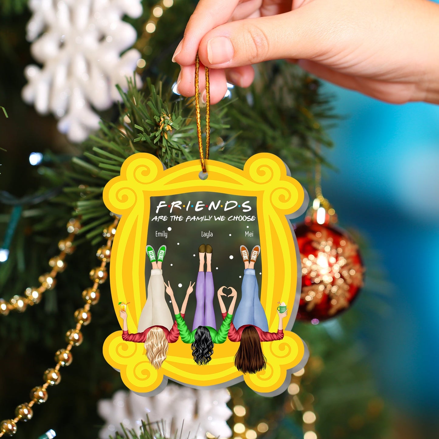 Besties - Drinking Friends Are The Family We Choose - Personalized Acrylic Ornament