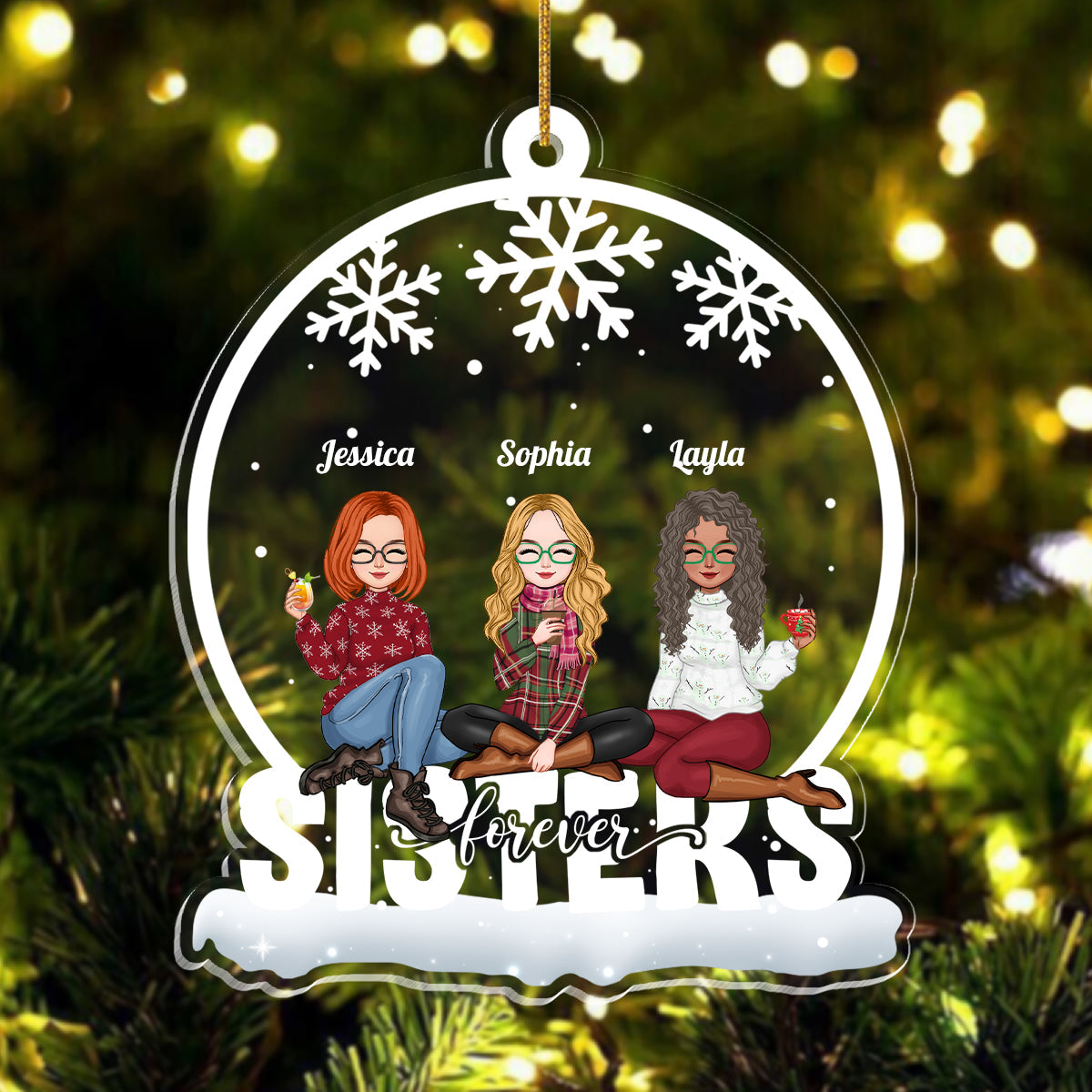 Sister - Sisters Forever - Personalized Custom Shaped Ornament