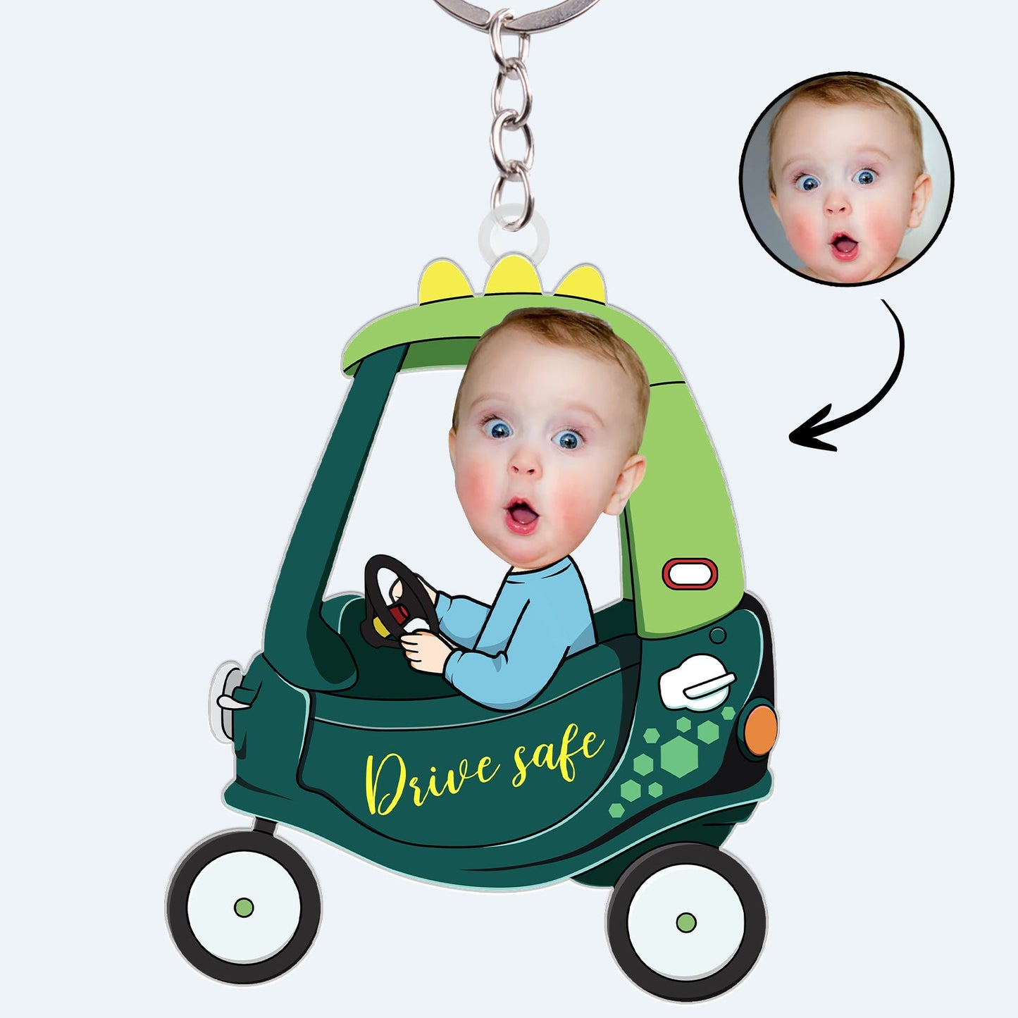 Custom Photo Drive Safe Daddy - Birthday, Loving Gift For Dad, Father, Papa, Grandpa - Personalized Acrylic Car Hanger