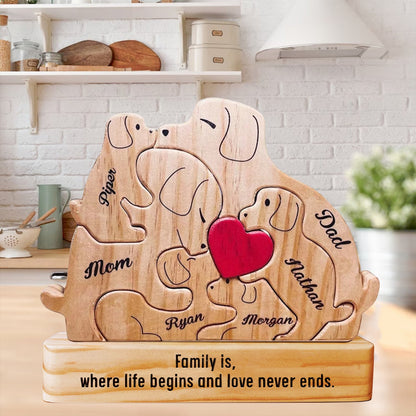 Family - Cute Dog Family - Personalized Wooden Puzzle