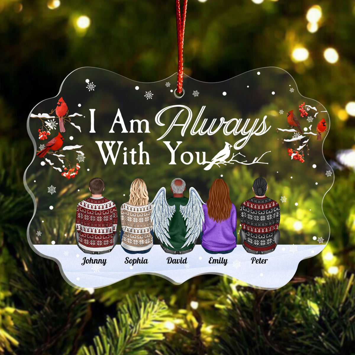 I Am Always With You - Personalized Acrylic Ornament - Family Hugging