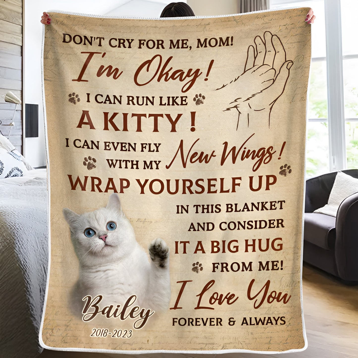 Pet Lovers - Don't Cry For Me I'm Okay - Photo Personalized Blankets