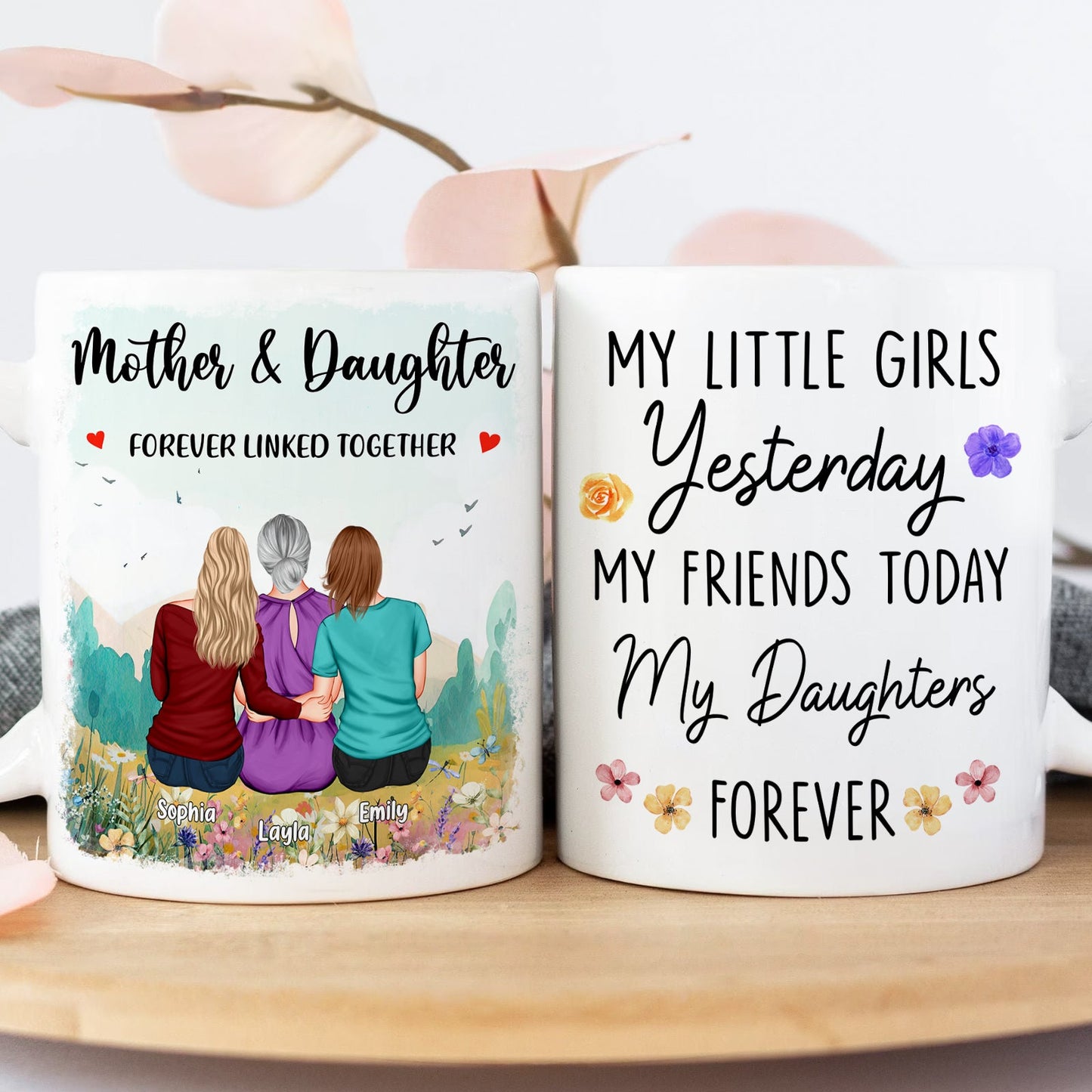 Mother And Daughter Forever Linked Together - Personalized Mug