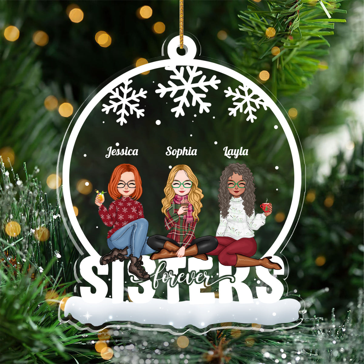 Sister - Sisters Forever - Personalized Custom Shaped Ornament