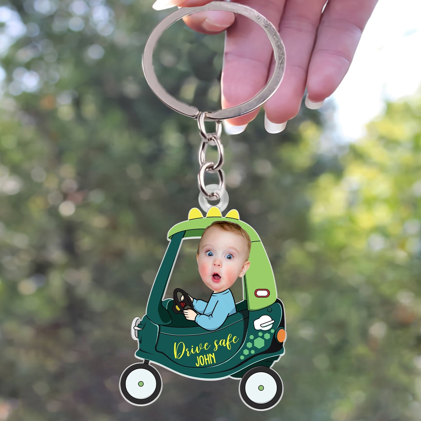 Custom Photo Drive Safe Daddy - Birthday, Loving Gift For Dad, Father, Papa, Grandpa - Personalized Acrylic Keychain