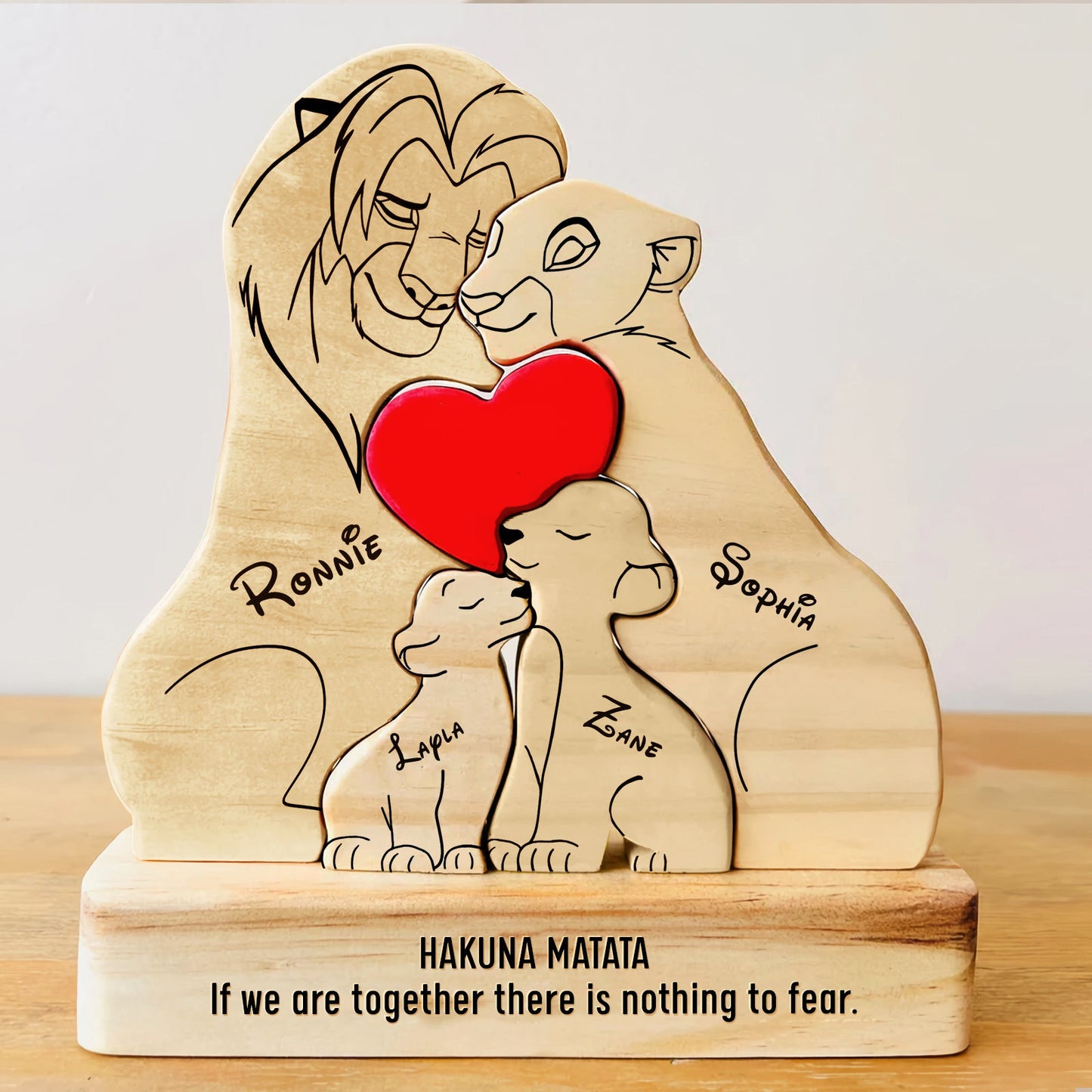 Family - The Lion Pet - Personalized Wooden Puzzle V2