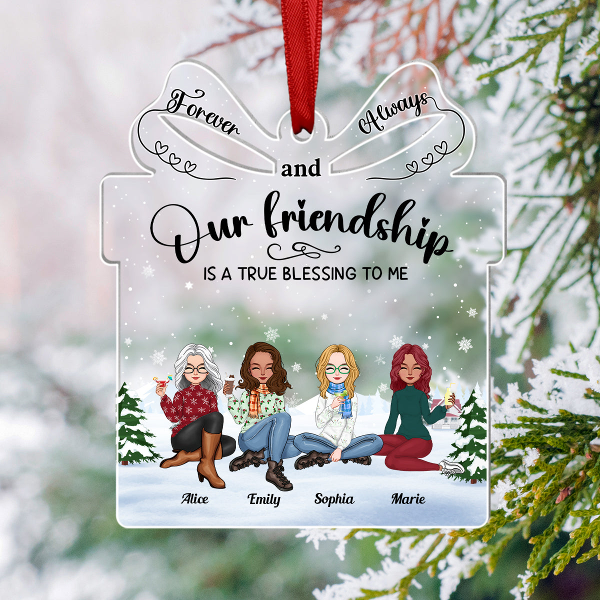 Our Friendship Is A True Blessing To Me - Personalized Acrylic Ornament (Ver 3)