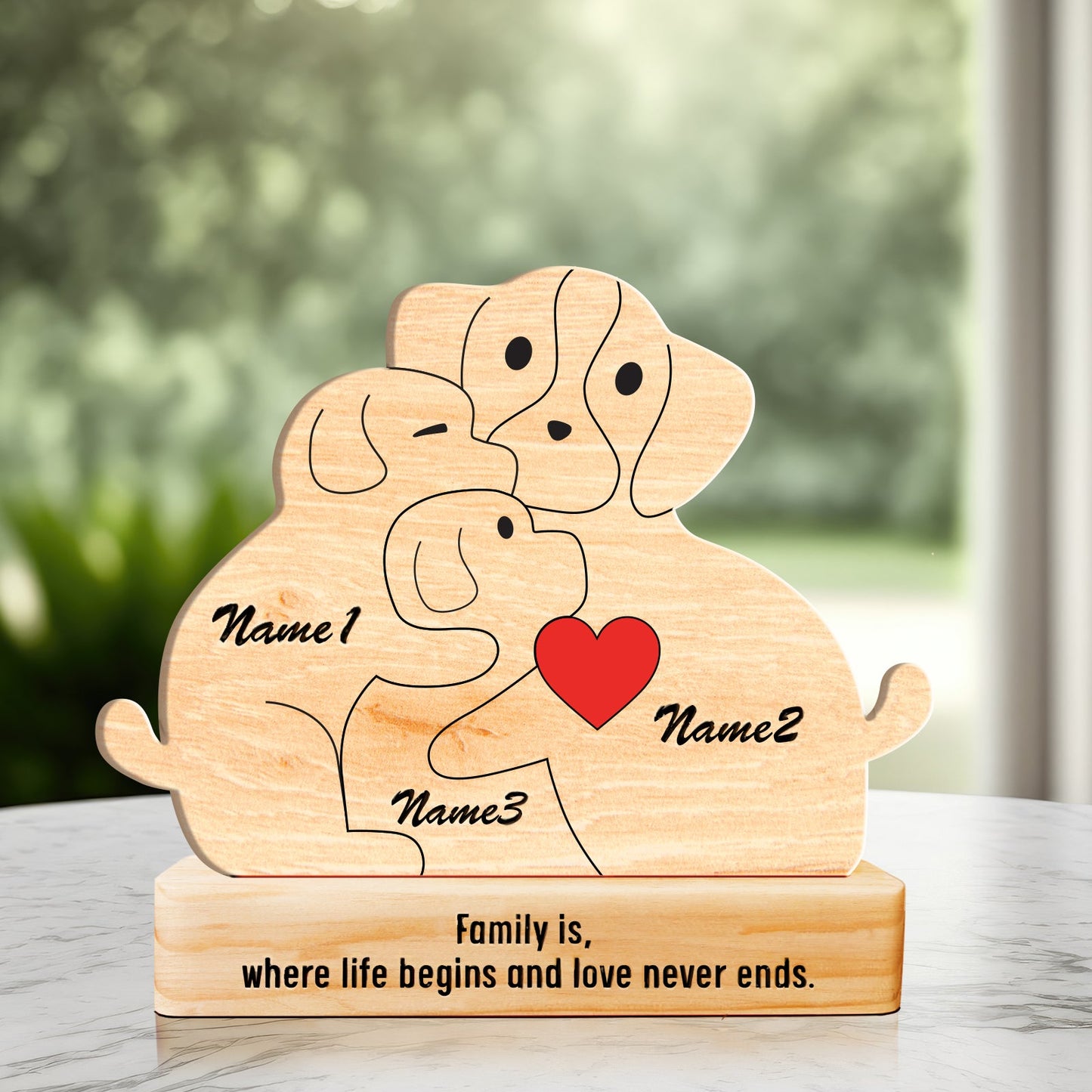 Family - Cute Dog Family - Personalized Wooden Puzzle