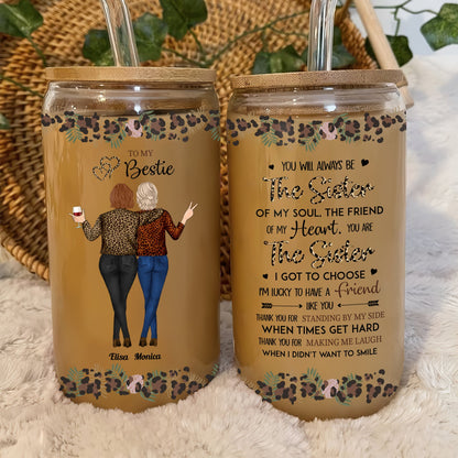 Bestie - Thank You For Standing By Me Friendship - Personalized Clear Glass Can