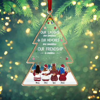 Besties - Our Laughs Are Limitless Our Memories Are Countless Our Friendship Is Endless - Personalized Transparent Ornament (Ver 3)