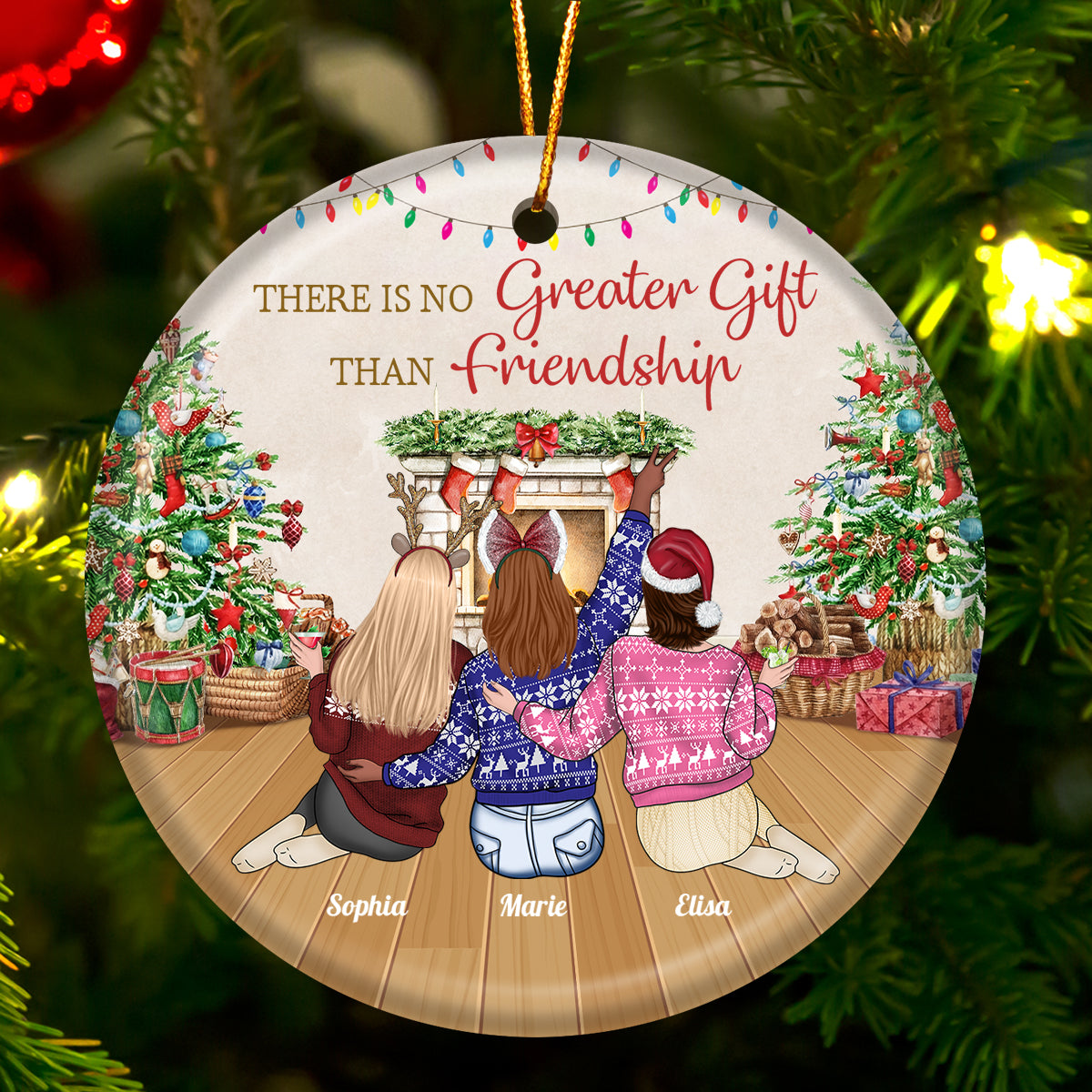 Friends - There Is No Greater Gift Than Friendship - Personalized Ceramic Round Shaped (Ver 2)