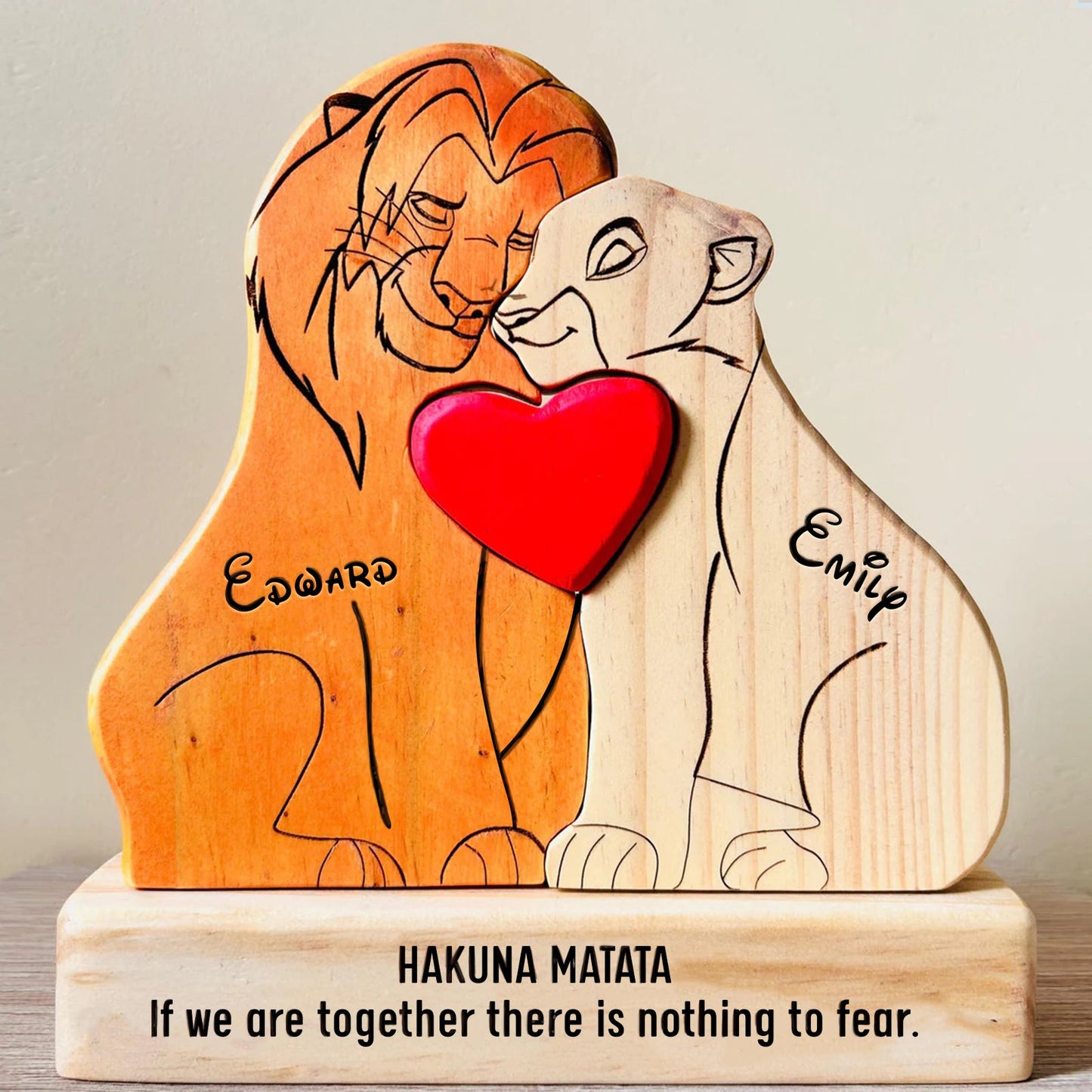 Family - The Lion Pet - Personalized Wooden Puzzle