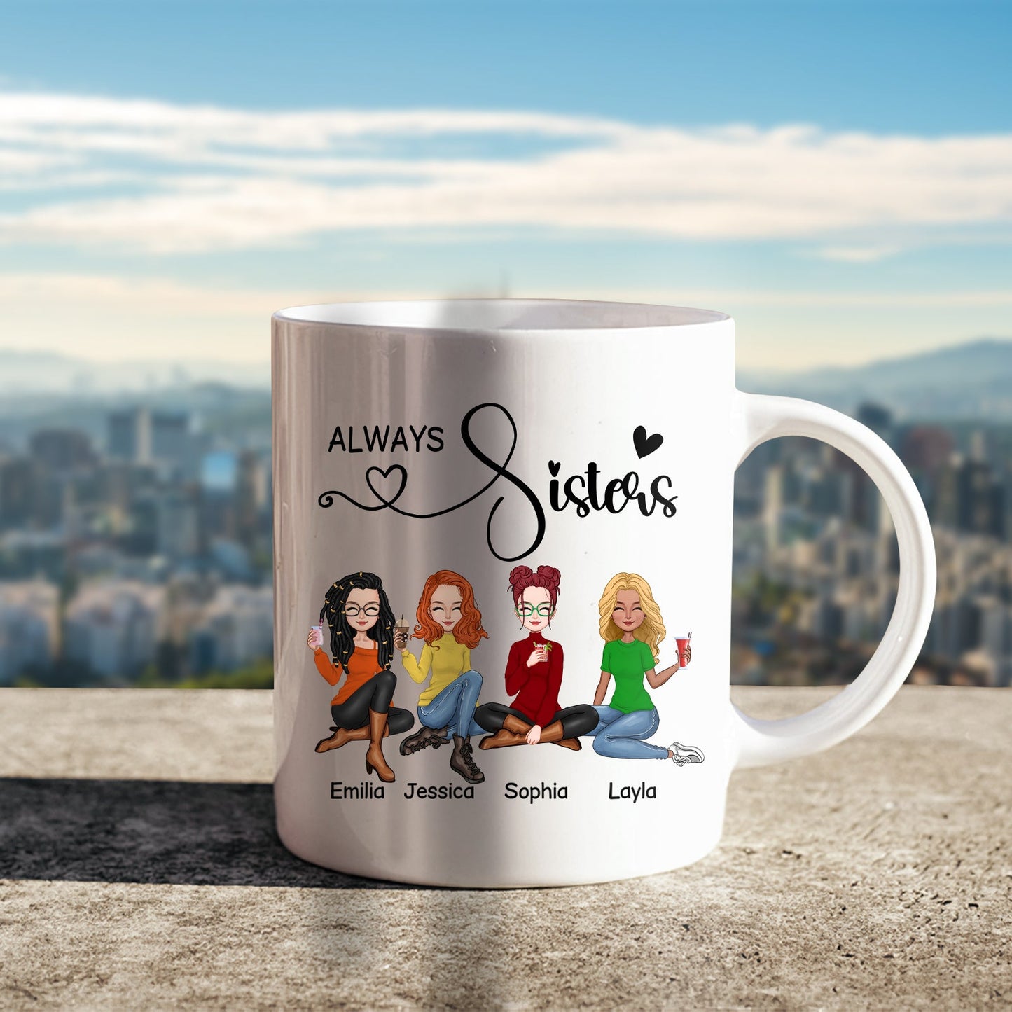 Besties - Always Sisters - Personalized Mug